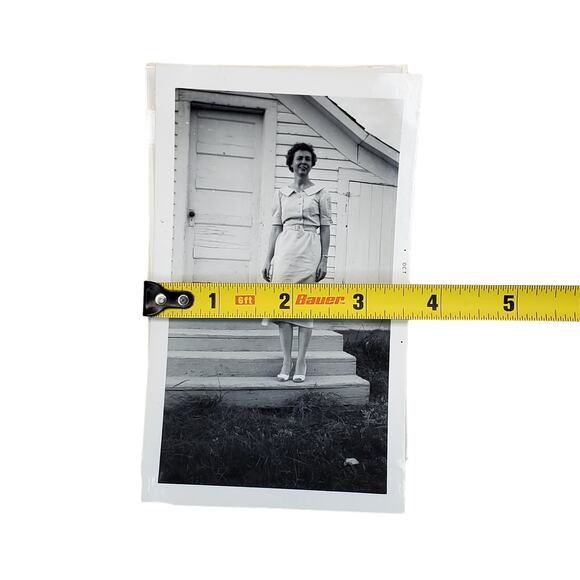 3 Vtg Lady Posing in Front of Home Through The Years Original Monochrome Photo - Picture 4 of 4